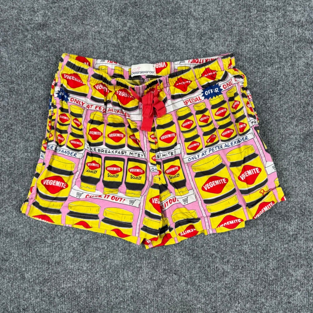 Peter Alexander Pajama Shorts Mens Size S Pink Vegemite Novelty Print Cotton